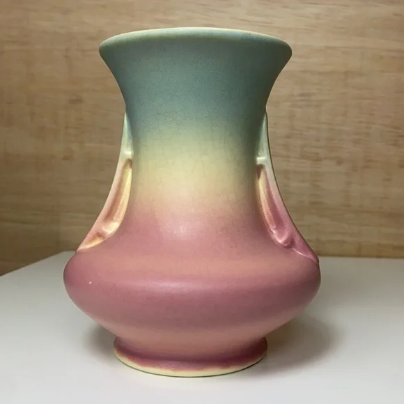 Vintage 🦄 Ombré Double Winged Bud Vase Pottery Planter Boho Home Decor Accent - Picture 4 of 16